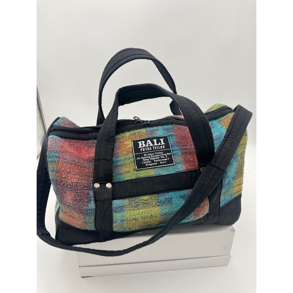 Bali Putra Tailor Woven Multi Color Duffle Bag Travel Tote Bohemian Handcrafted